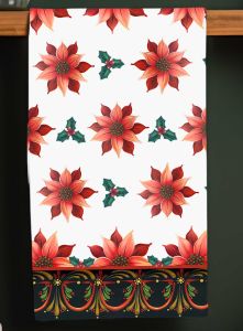 Poinsettia Tea Towel - White